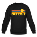 Detroit, Michigan Sweatshirt - Retro Sunrise Detroit Crewneck Sweatshirt - black