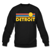 Detroit, Michigan Sweatshirt - Retro Sunrise Detroit Crewneck Sweatshirt - black