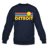Detroit, Michigan Sweatshirt - Retro Sunrise Detroit Crewneck Sweatshirt - navy