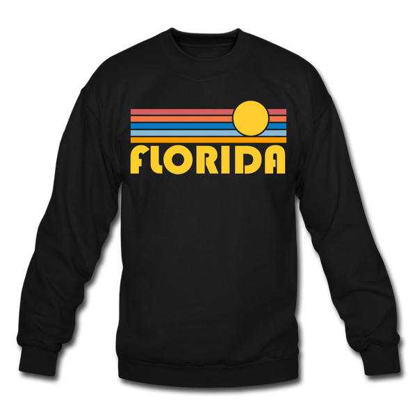 Florida Sweatshirt - Retro Sunrise Florida Crewneck Sweatshirt - black