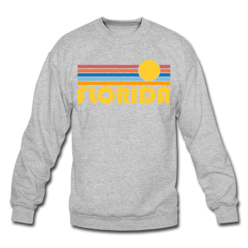 Florida Sweatshirt - Retro Sunrise Florida Crewneck Sweatshirt - heather gray