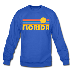 Florida Sweatshirt - Retro Sunrise Florida Crewneck Sweatshirt - royal blue