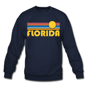 Florida Sweatshirt - Retro Sunrise Florida Crewneck Sweatshirt - navy