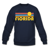 Florida Sweatshirt - Retro Sunrise Florida Crewneck Sweatshirt - navy