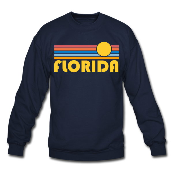 Florida Sweatshirt - Retro Sunrise Florida Crewneck Sweatshirt - navy