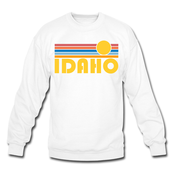 Idaho Sweatshirt - Retro Sunrise Idaho Crewneck Sweatshirt - white
