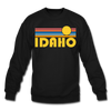 Idaho Sweatshirt - Retro Sunrise Idaho Crewneck Sweatshirt - black