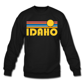 Idaho Sweatshirt - Retro Sunrise Idaho Crewneck Sweatshirt - black