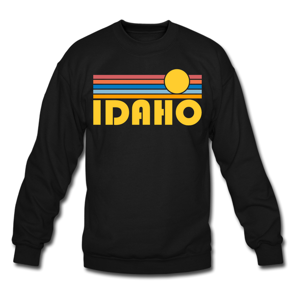 Idaho Sweatshirt - Retro Sunrise Idaho Crewneck Sweatshirt - black