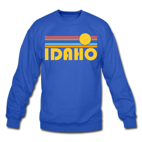 Idaho Sweatshirt - Retro Sunrise Idaho Crewneck Sweatshirt - royal blue