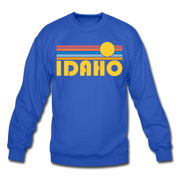 Idaho Sweatshirt - Retro Sunrise Idaho Crewneck Sweatshirt - royal blue