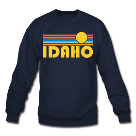 Idaho Sweatshirt - Retro Sunrise Idaho Crewneck Sweatshirt - navy