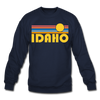 Idaho Sweatshirt - Retro Sunrise Idaho Crewneck Sweatshirt - navy