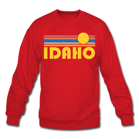 Idaho Sweatshirt - Retro Sunrise Idaho Crewneck Sweatshirt - red