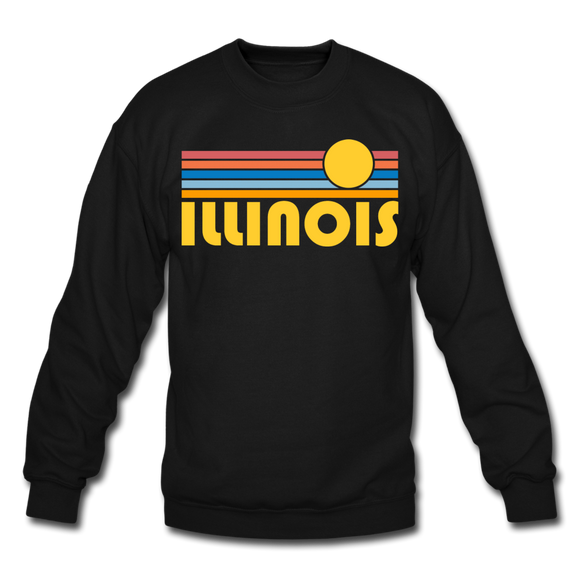 Illinois Sweatshirt - Retro Sunrise Illinois Crewneck Sweatshirt - black