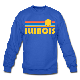 Illinois Sweatshirt - Retro Sunrise Illinois Crewneck Sweatshirt - royal blue