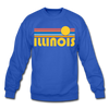 Illinois Sweatshirt - Retro Sunrise Illinois Crewneck Sweatshirt - royal blue