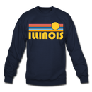 Illinois Sweatshirt - Retro Sunrise Illinois Crewneck Sweatshirt - navy