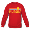 Illinois Sweatshirt - Retro Sunrise Illinois Crewneck Sweatshirt - red