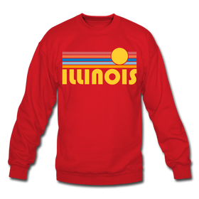 Illinois Sweatshirt - Retro Sunrise Illinois Crewneck Sweatshirt - red