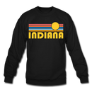 Indiana Sweatshirt - Retro Sunrise Indiana Crewneck Sweatshirt - black