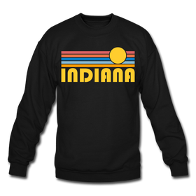 Indiana Sweatshirt - Retro Sunrise Indiana Crewneck Sweatshirt - black