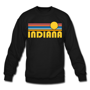 Indiana Sweatshirt - Retro Sunrise Indiana Crewneck Sweatshirt - black