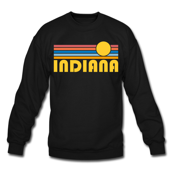 Indiana Sweatshirt - Retro Sunrise Indiana Crewneck Sweatshirt - black