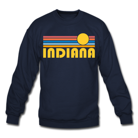 Indiana Sweatshirt - Retro Sunrise Indiana Crewneck Sweatshirt - navy