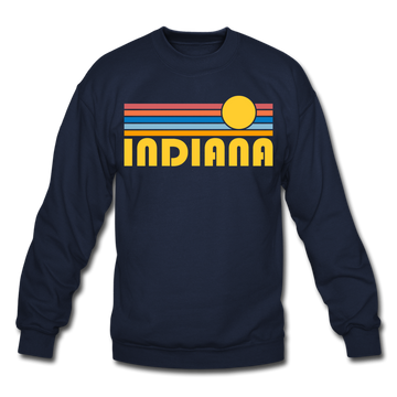 Indiana Sweatshirt - Retro Sunrise Indiana Crewneck Sweatshirt - navy