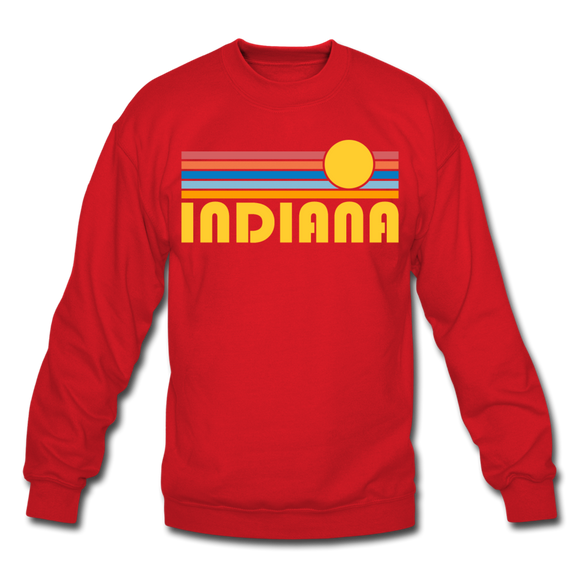 Indiana Sweatshirt - Retro Sunrise Indiana Crewneck Sweatshirt - red