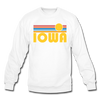 Iowa Sweatshirt - Retro Sunrise Iowa Crewneck Sweatshirt - white