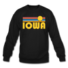 Iowa Sweatshirt - Retro Sunrise Iowa Crewneck Sweatshirt - black