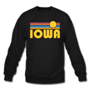 Iowa Sweatshirt - Retro Sunrise Iowa Crewneck Sweatshirt - black