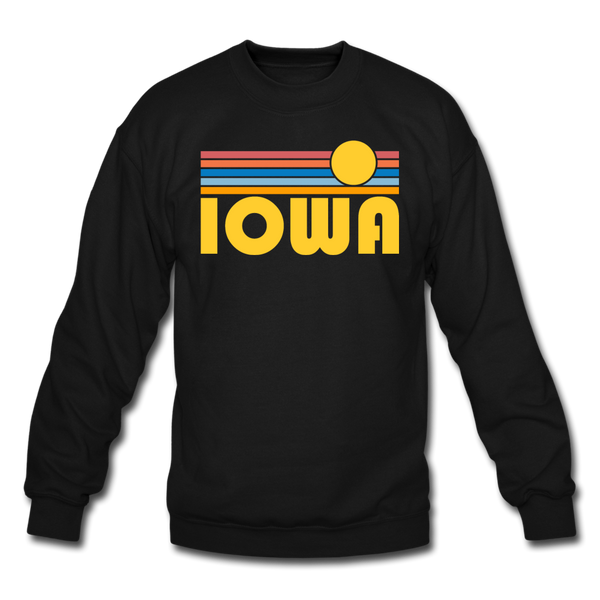 Iowa Sweatshirt - Retro Sunrise Iowa Crewneck Sweatshirt - black