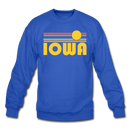 Iowa Sweatshirt - Retro Sunrise Iowa Crewneck Sweatshirt - royal blue