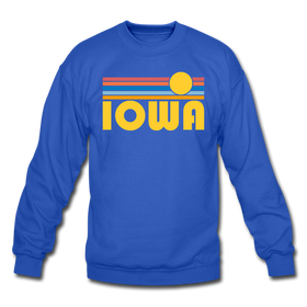 Iowa Sweatshirt - Retro Sunrise Iowa Crewneck Sweatshirt - royal blue
