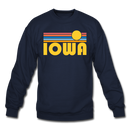 Iowa Sweatshirt - Retro Sunrise Iowa Crewneck Sweatshirt - navy