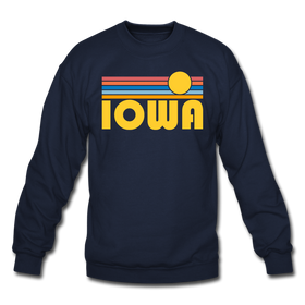 Iowa Sweatshirt - Retro Sunrise Iowa Crewneck Sweatshirt - navy