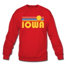 Iowa Sweatshirt - Retro Sunrise Iowa Crewneck Sweatshirt - red