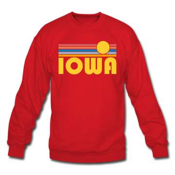 Iowa Sweatshirt - Retro Sunrise Iowa Crewneck Sweatshirt - red