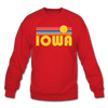 Iowa Sweatshirt - Retro Sunrise Iowa Crewneck Sweatshirt - red