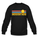 Jackson Hole, Wyoming Sweatshirt - Retro Sunrise Jackson Hole Crewneck Sweatshirt - black
