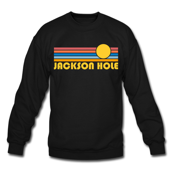 Jackson Hole, Wyoming Sweatshirt - Retro Sunrise Jackson Hole Crewneck Sweatshirt - black