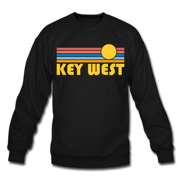 Key West, Florida Sweatshirt - Retro Sunrise Key West Crewneck Sweatshirt - black