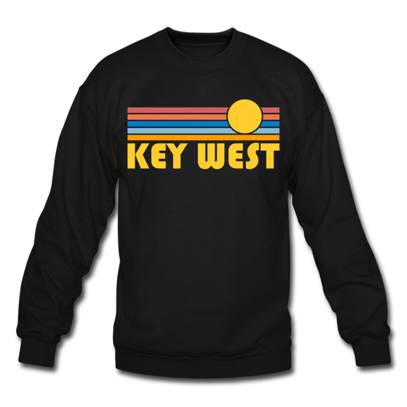 Key West, Florida Sweatshirt - Retro Sunrise Key West Crewneck Sweatshirt - black