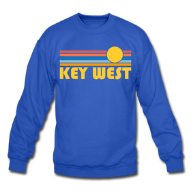 Key West, Florida Sweatshirt - Retro Sunrise Key West Crewneck Sweatshirt - royal blue