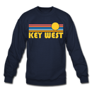 Key West, Florida Sweatshirt - Retro Sunrise Key West Crewneck Sweatshirt - navy
