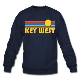 Key West, Florida Sweatshirt - Retro Sunrise Key West Crewneck Sweatshirt - navy