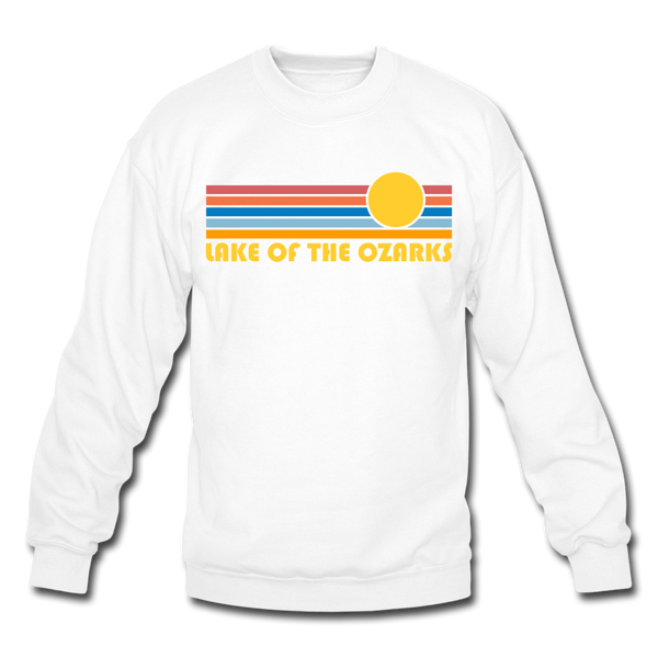 Lake of the Ozarks, Missouri Sweatshirt - Retro Sunrise Lake of the Ozarks Crewneck Sweatshirt - white